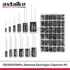 120/200/500Pcs 16V 25V 50V 0.1uF - 1000uF Aluminum Electrolytic Capacitor Assorted Kit Box 1uF 4.7uF 10uF 47uF 220uF 330uF 470uF