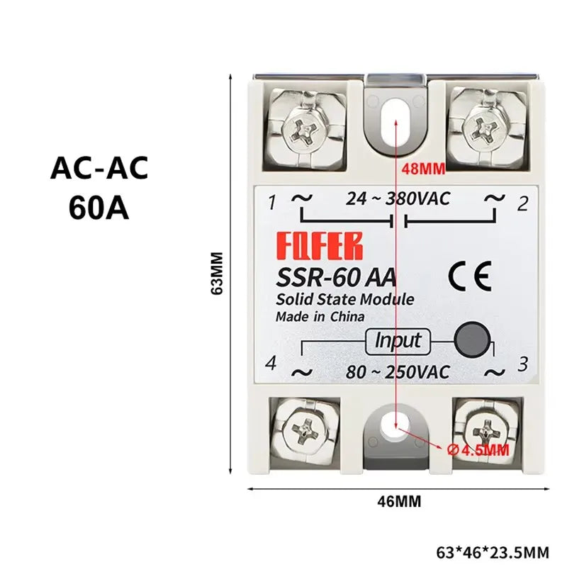 Solid State Relay SSR-40DA AC DC 10A/25A/30A/40A/50A/75A/80A/100A