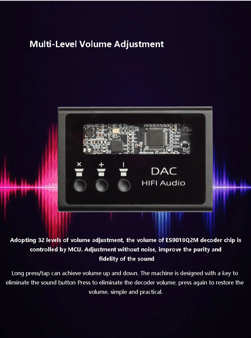 Headphone Decoding Amplifier ES9018K2M DAC DSD128 PCM32BIT 384KHz Lossless Decoding Headphone Amplifier MAX97220 Chip
