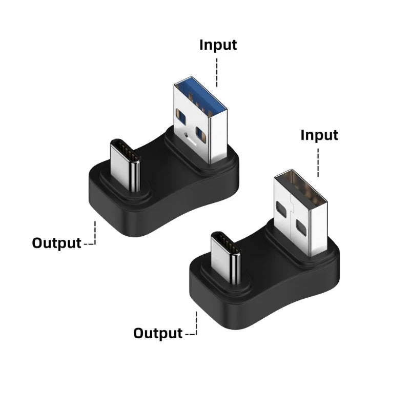 USB 3.1 To Type-C OTG Adapter 90/180 Degree Elbow Fast Charging Charger Converter U Shape USB Male To USB C Male Data Adapter