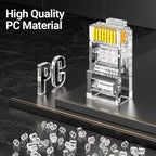 AMPCOM CAT6 CAT5E Pass Through RJ45 Modular Plug Network Connectors UTP 3/50μ Gold-Plated 8P8C Crimp End for Ethernet Cable
