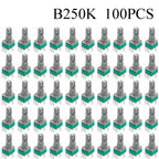 100PCS RK097 Precision Linear Potentiometer Vertical Single Link Shank 15mm D axis B2K B10K B20K B50K B100K B500K B1M