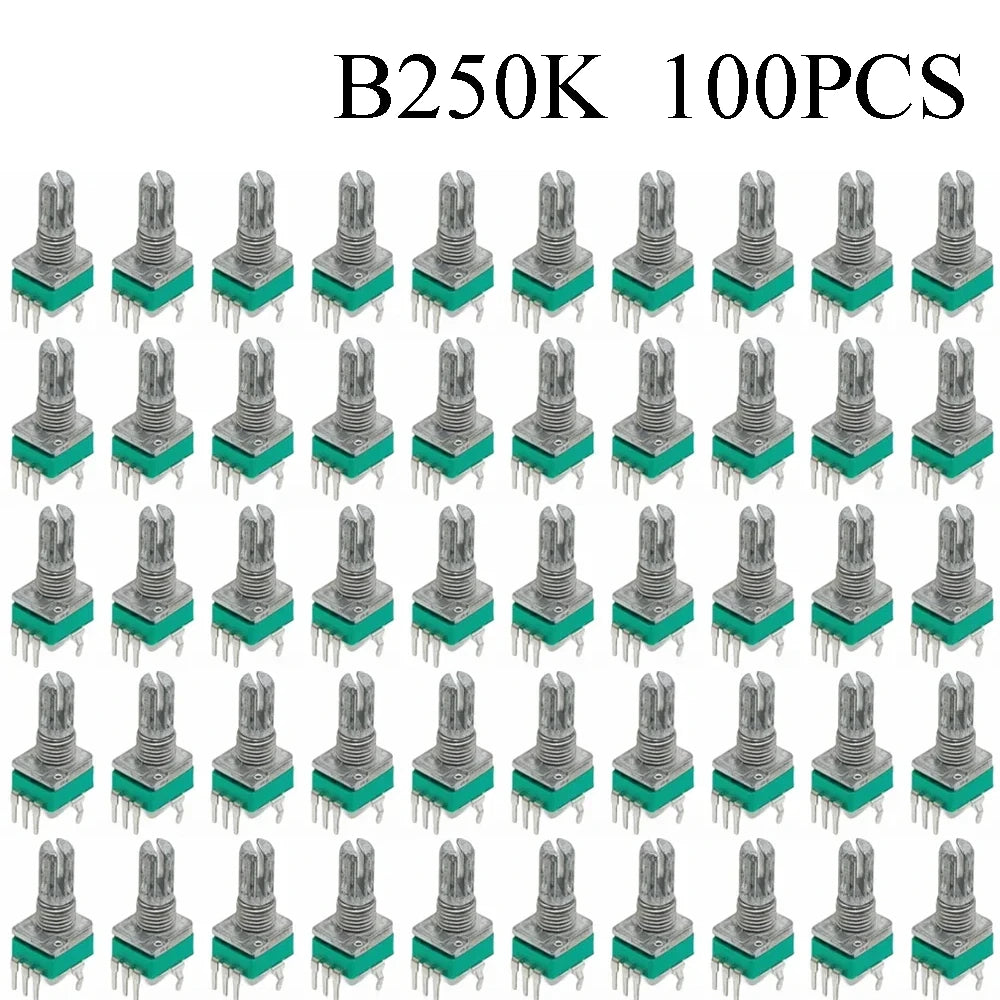 100PCS RK097 Precision Linear Potentiometer Vertical Single Link Shank 15mm D axis B2K B10K B20K B50K B100K B500K B1M