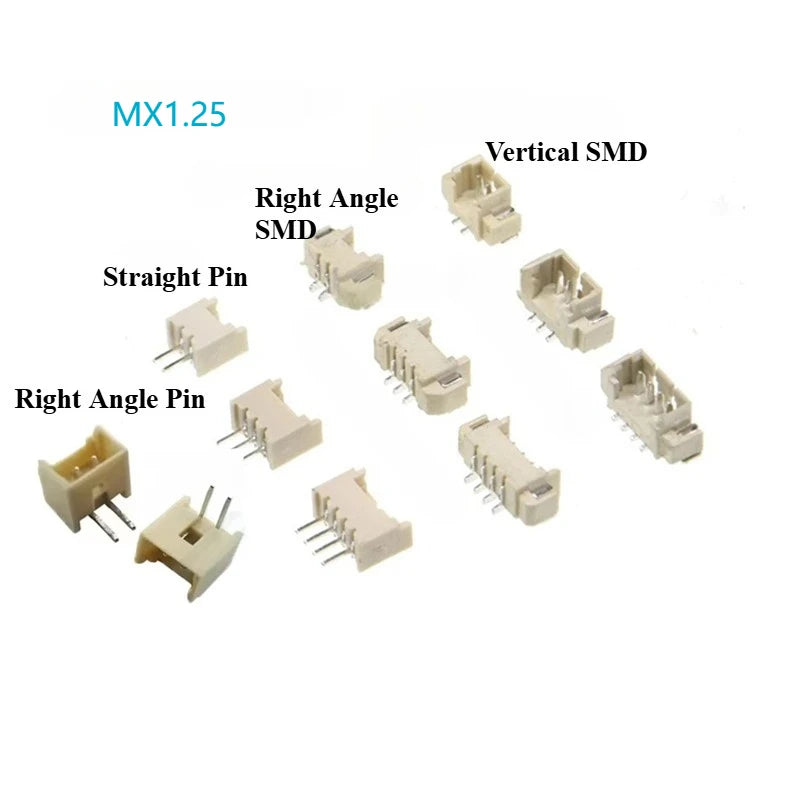 50pcs MX1.25 SH1.0 ZH1.5 PH2.0 XH2.54 VH3.96mm Straight DIP Right Angle Vertical SMT Horizontal SMD Male Wafer Connector