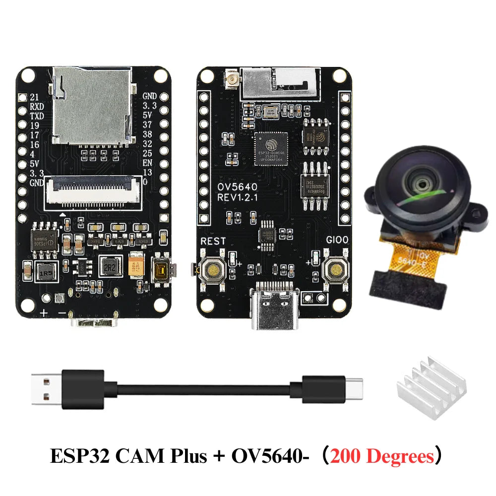 OV5640 ESP32 CAM Camera Module Kit 2.4 GHz WiFi and Bluetooth Develop Board Type C 8MB PSRAM HD 5MP Auto Focus 66 120 160 Degree