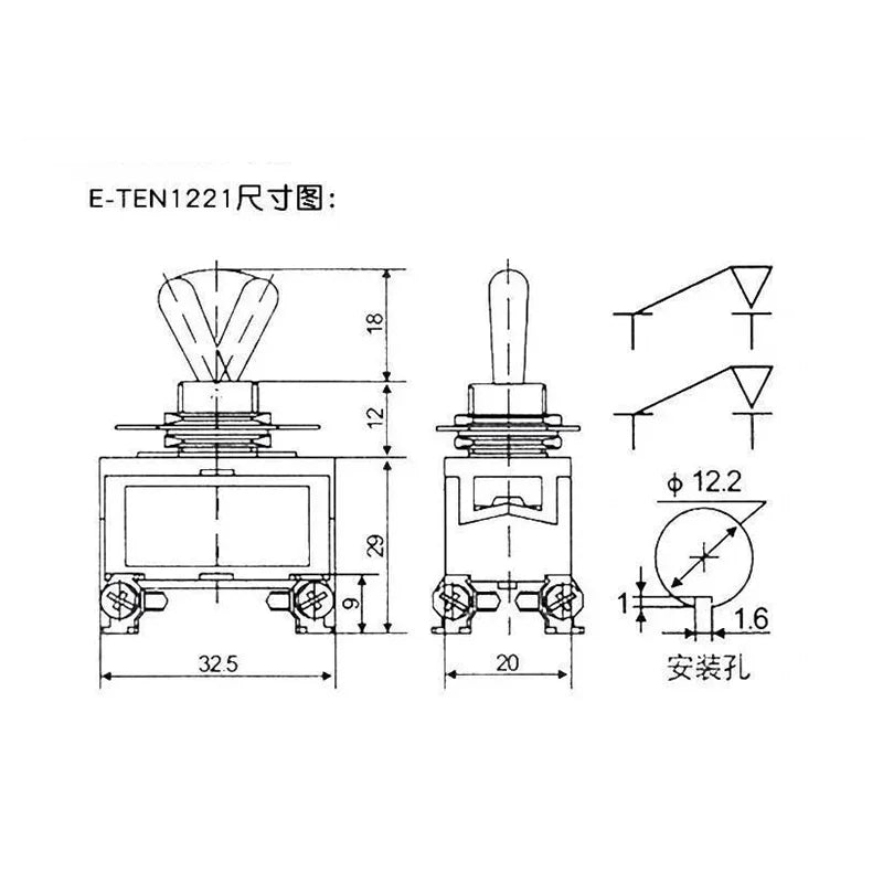 5pcs Toggle Switch Latching On-Off On-On On-Off-On E-TEN1021 1122 1221 1321 Power Button Switch 250V 15A Toggle Switch