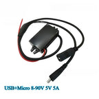 8-90V 12V 24V 48V 60V 72V 90V to 5V 5A 25WDC DC Step Down Converter Type-C Micro USB Buck Power Supply for Mobile Phone Charging