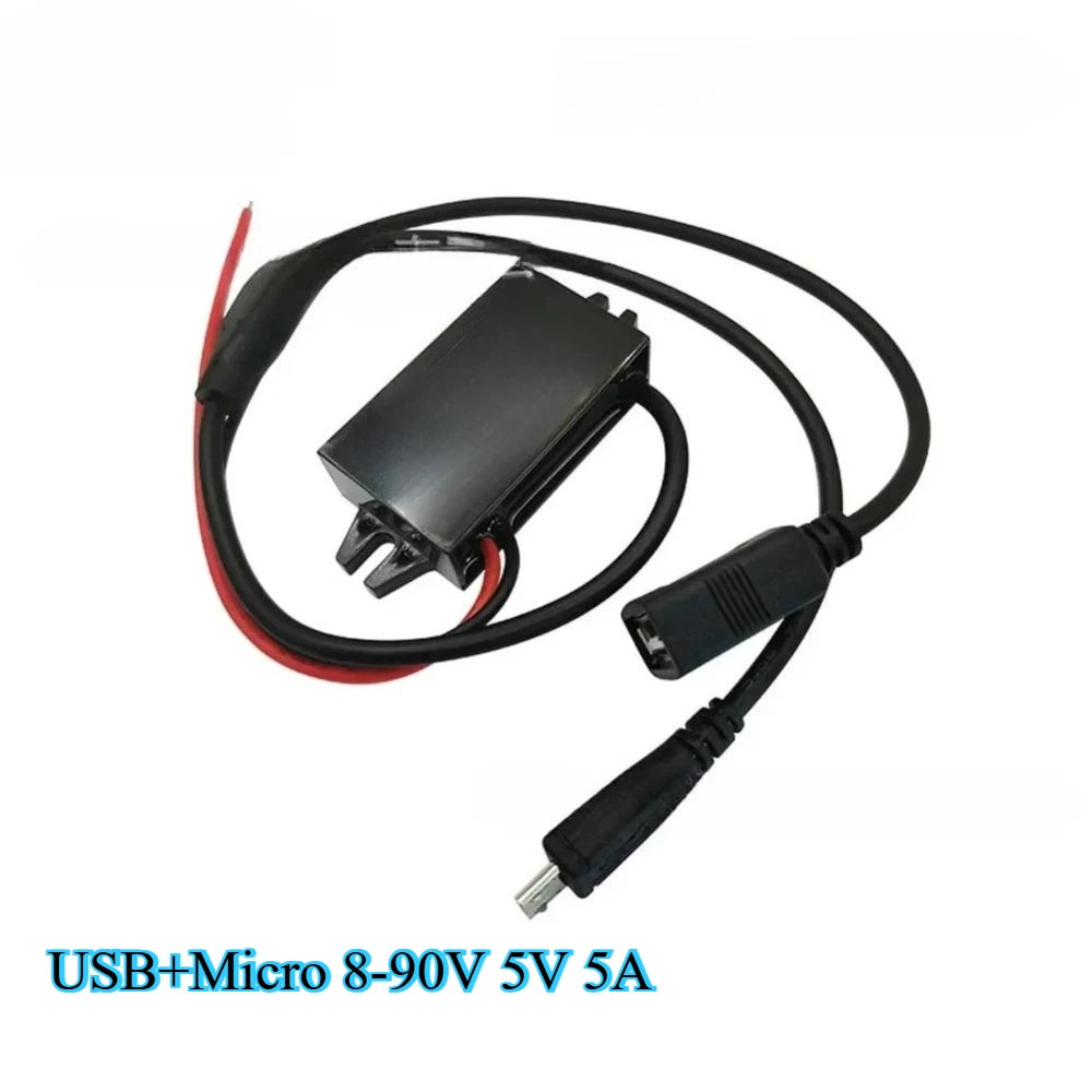 8-90V 12V 24V 48V 60V 72V 90V to 5V 5A 25WDC DC Step Down Converter Type-C Micro USB Buck Power Supply for Mobile Phone Charging
