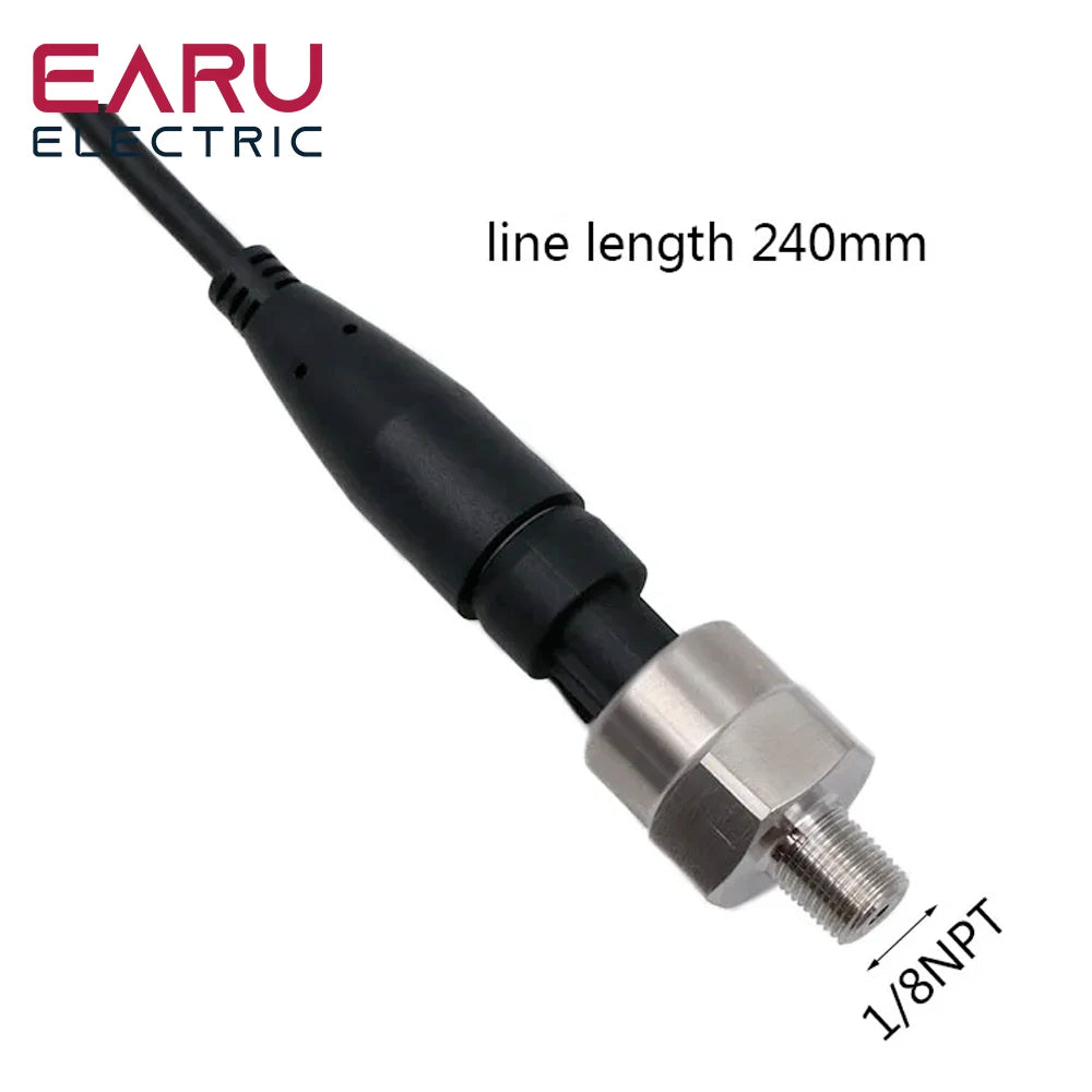 DC 5V 1/8NPT Pressure Transducer Transmitter Sensor Stainless Steel Oil Air Water 30/100/150/200/300/500 PSI