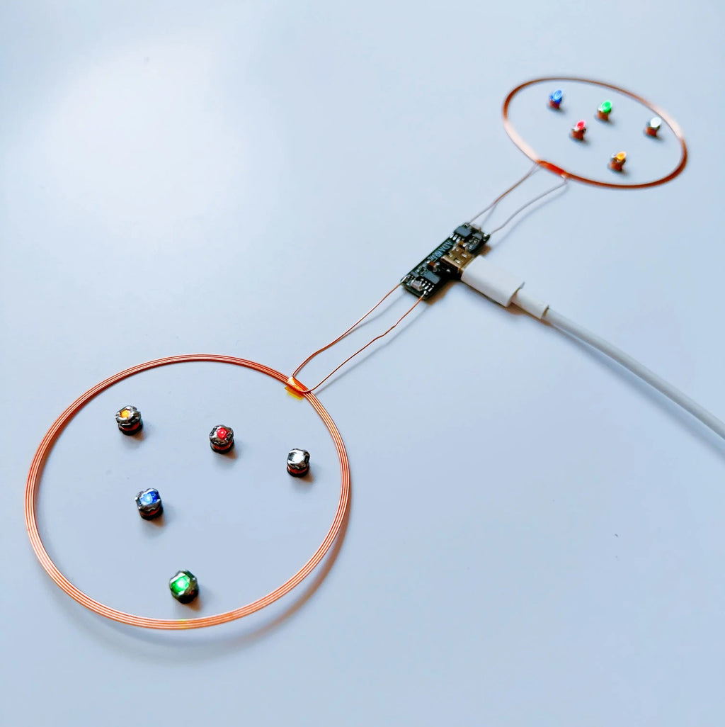 70MM Dual coil TYPE-C USB Wireless Power Supply Transmitter Inductor Receiver LED Light Lighting DIY Toys Model Robot Sand Table