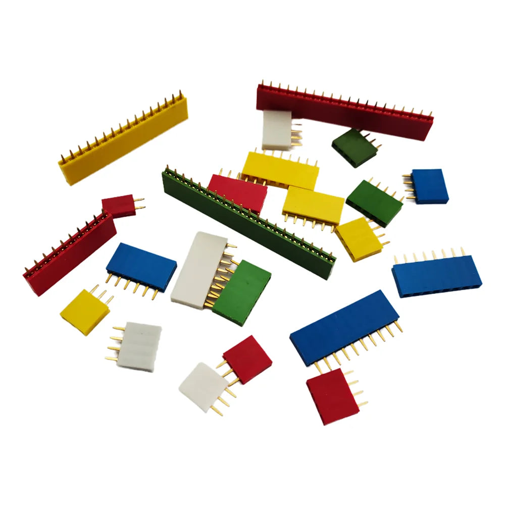 10PCS Colourful Single Row Female 2.54MM Spacing Pin Socket Female Header Connector 2P 3P 4P 5P 6P 8P 10P 14P 16P 20P 40P