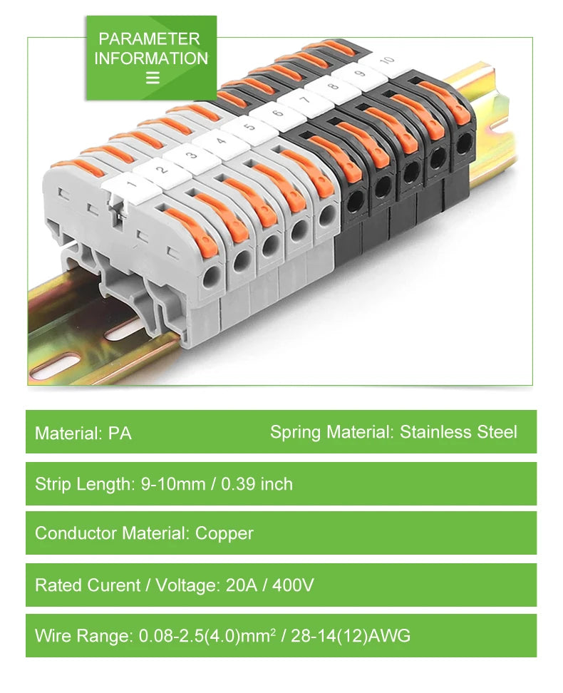 Din Rail Type Various Terminal Block Kit 211 Wire Electrical Conductor Universal Fast Cable Connector With Number Strip Set