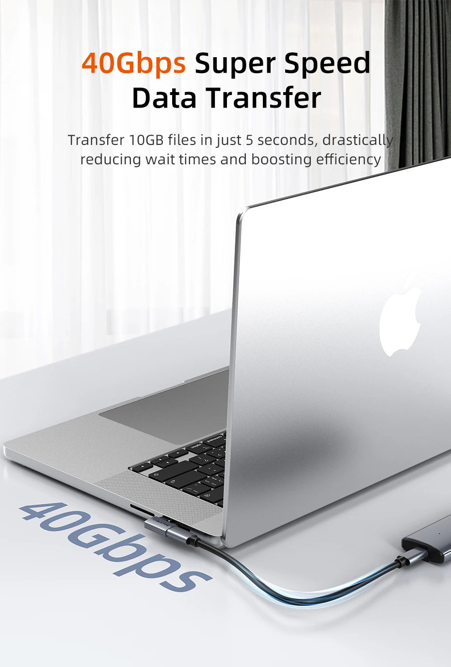 CABLETIME Type C Adapter 240W OTG USB C Adapter 8K 60Hz 40Gbps 90-Degree Converter USB4 Adapter for iPhone Adapter MacBook iPad