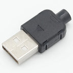 10 Sets DIY USB 2.0 Connector Plug A Type Male 4 Pin Assembly Adapter Socket Solder Type Black Plastic Shell For Data Connection