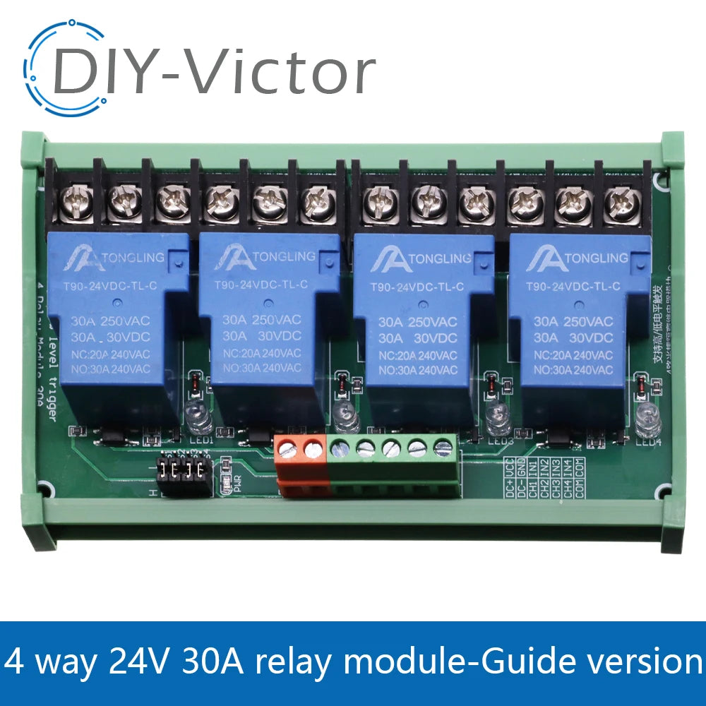 1/2/4 channel relay module 30A with optocoupler isolation 5V 12V 24V supports high and low Triger trigger DC30V/30A AC250V/10A