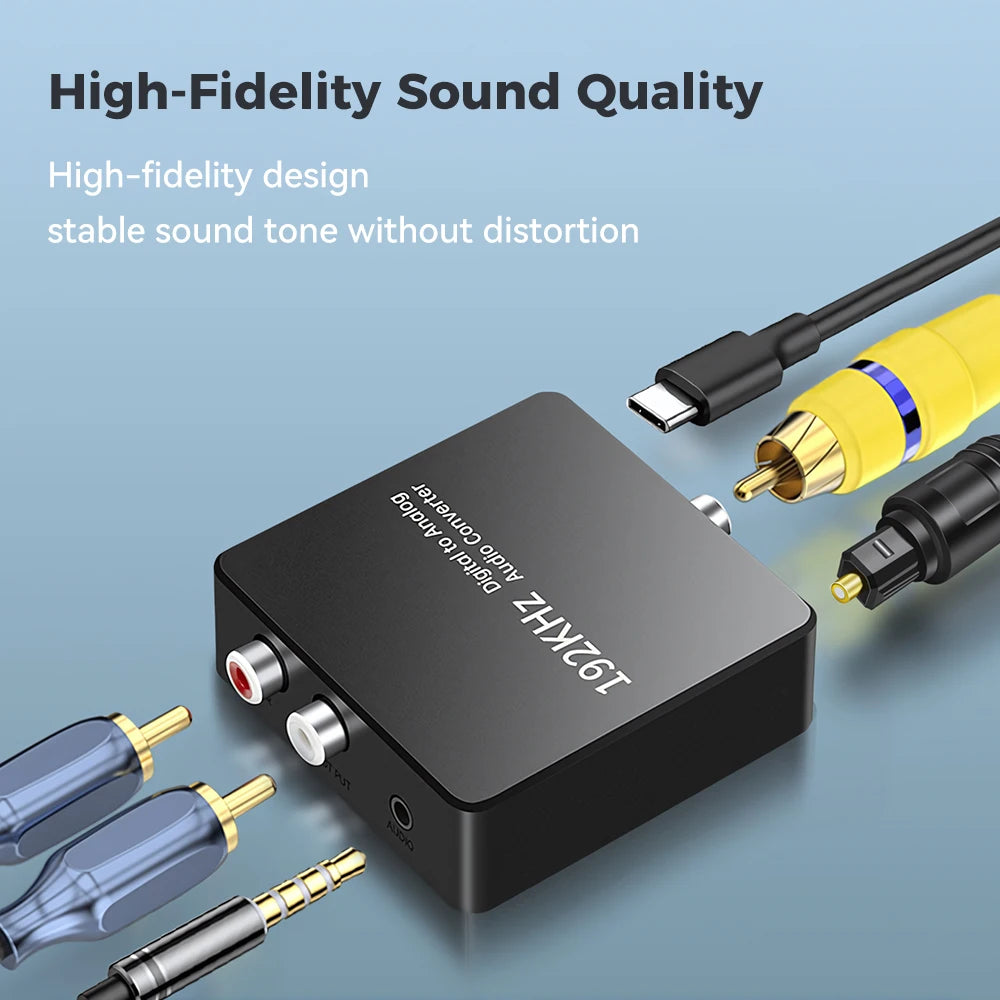 Analog to Digital Audio converter ADC 3.5mm Aux+L/R RCA to Toslink/coaxial Digital Audio converter Stereo Audio to Digital Audio
