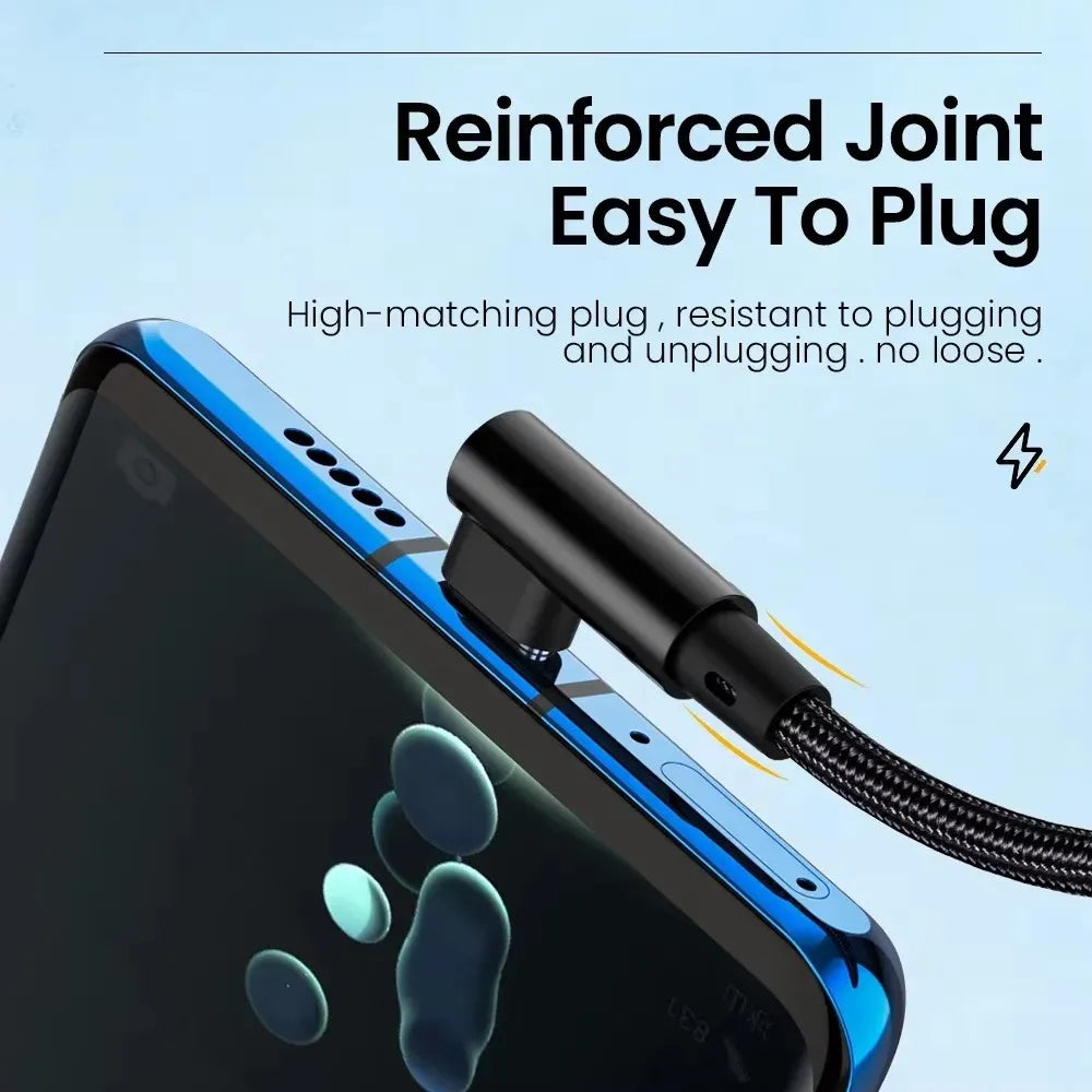 NNBILI Micro USB Cable 90 Degree USB Cable For Samsung S7 Xiaomi Android Smartphone Phone UsbC Cable 2.4A Fast Charging 1m/2m/3m