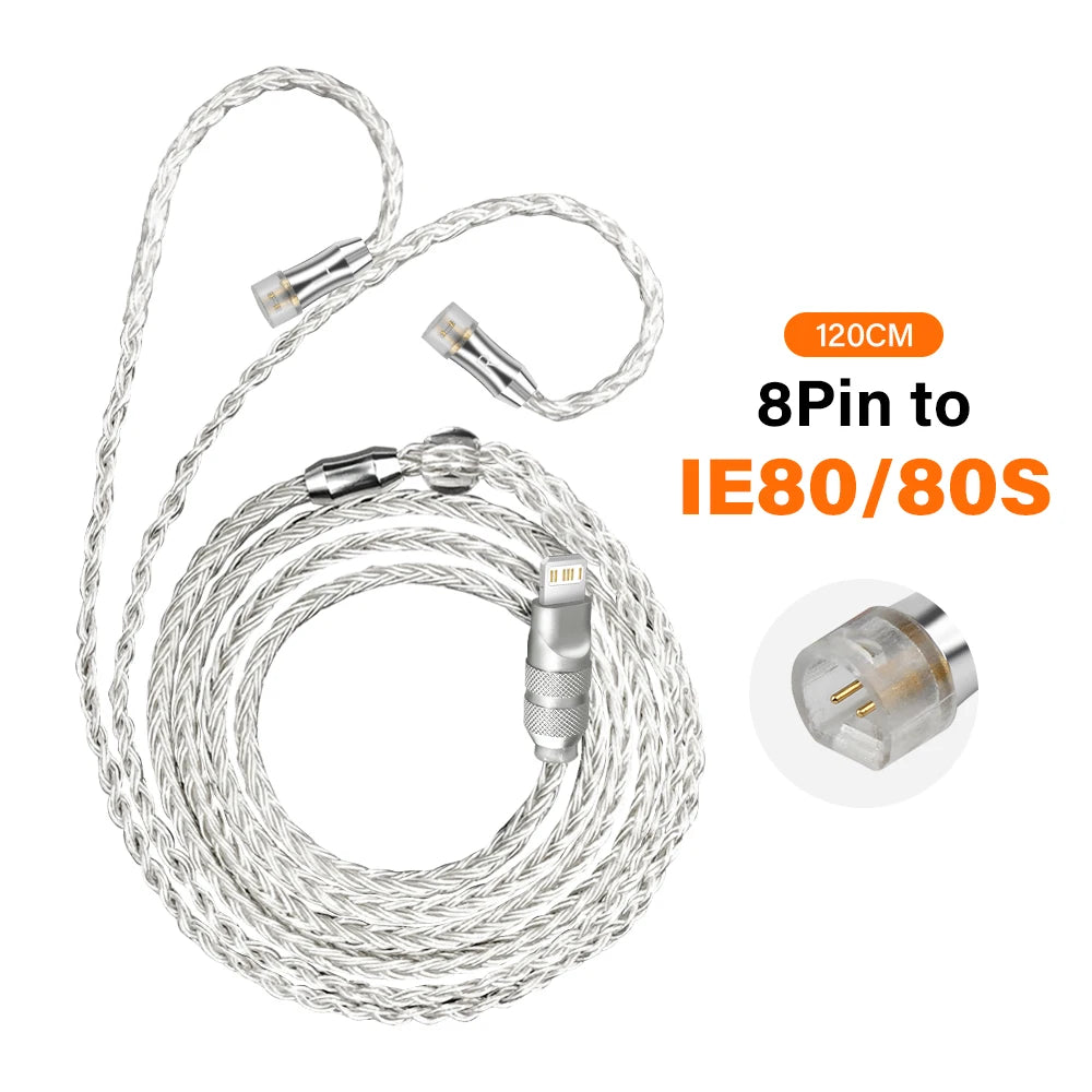 16 Core Silver Plated For iPhone USB C 3.5mm to MMCX IE80 Balanced Cable Connector For Sennheiser Earphone Balance Upgrade Cable