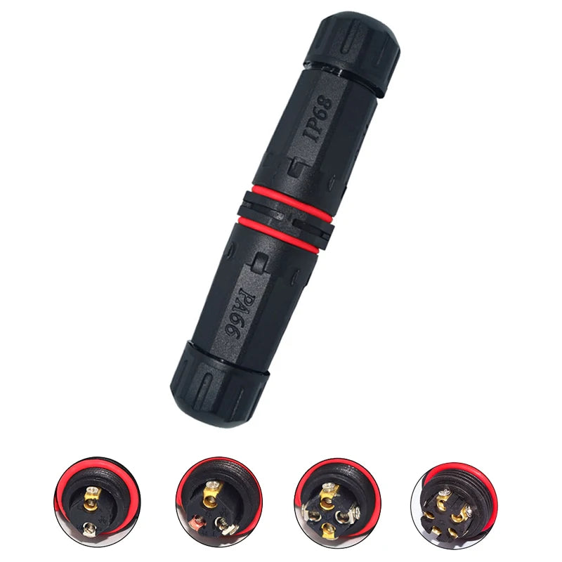 IP68 Electrical Waterproof Connector Wire Cable 2/3/4/5 Pin Outdoor Plug Straight Quick Screw Conductor Connector