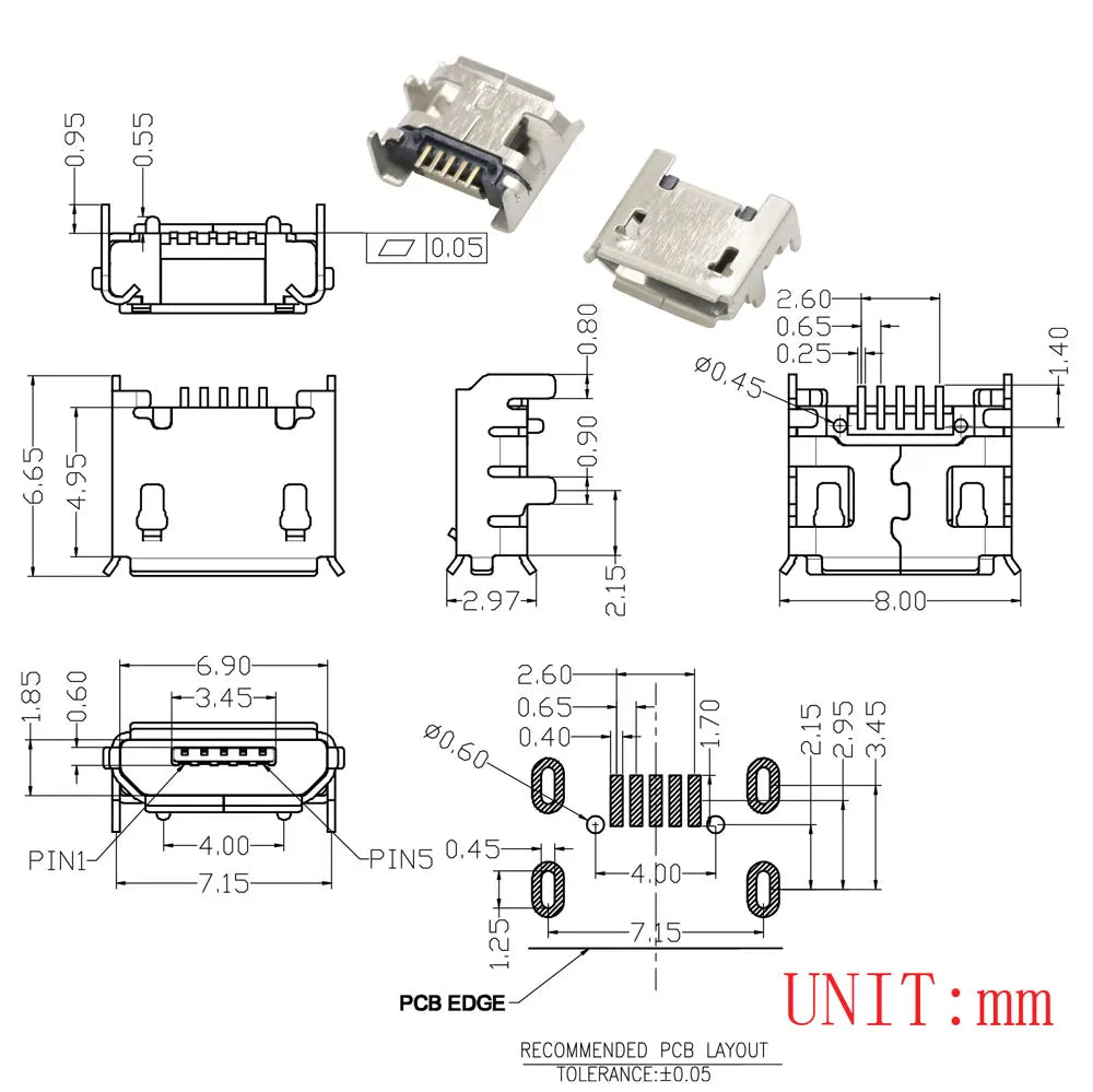 10PCS Micro USB 2P 5P Jack Charging Port Plug Dock Charger DIP SMD For Phone Tabletels Speakers Etc Port Socket Power Connector