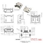 10PCS Micro USB 2P 5P Jack Charging Port Plug Dock Charger DIP SMD For Phone Tabletels Speakers Etc Port Socket Power Connector