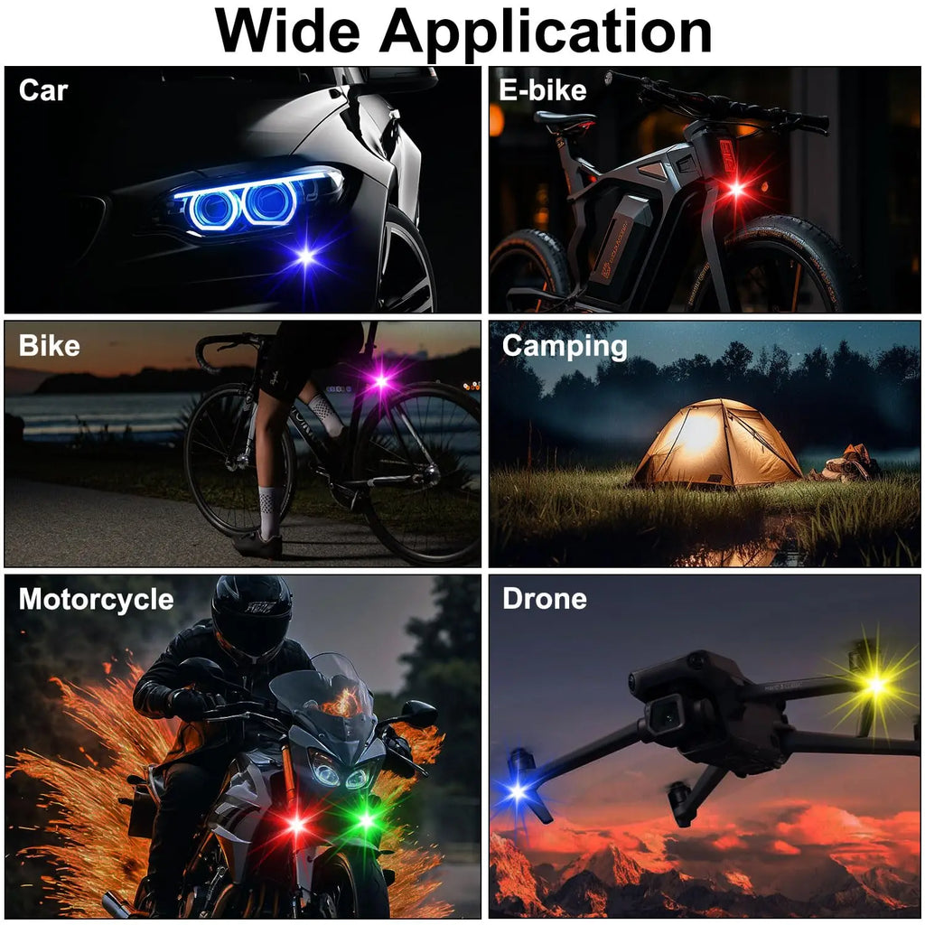 2/4/6/8 pcs LED Aircraft Strobe Lights Remote Control 8 Colors Anti-Collision LED Lights for Car Motorcycle Drone Aircraft Bike