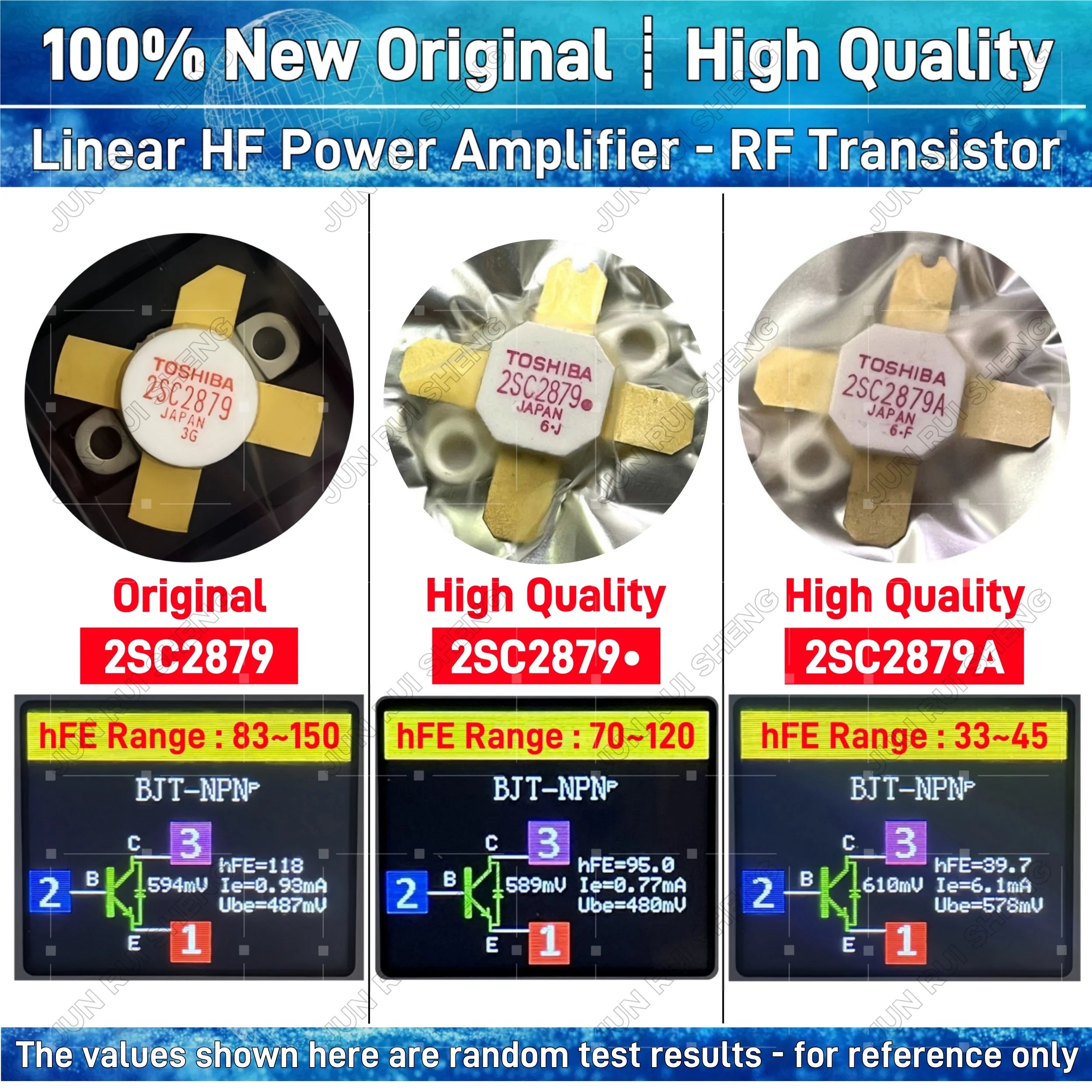 Original TOSHIBA 2SC2879 RF Transistor HF Power Amplifier Radio Kit 2SC2879A/C 250W 30mhz SSB Linear NPN MOSFET VHF Module TO-59