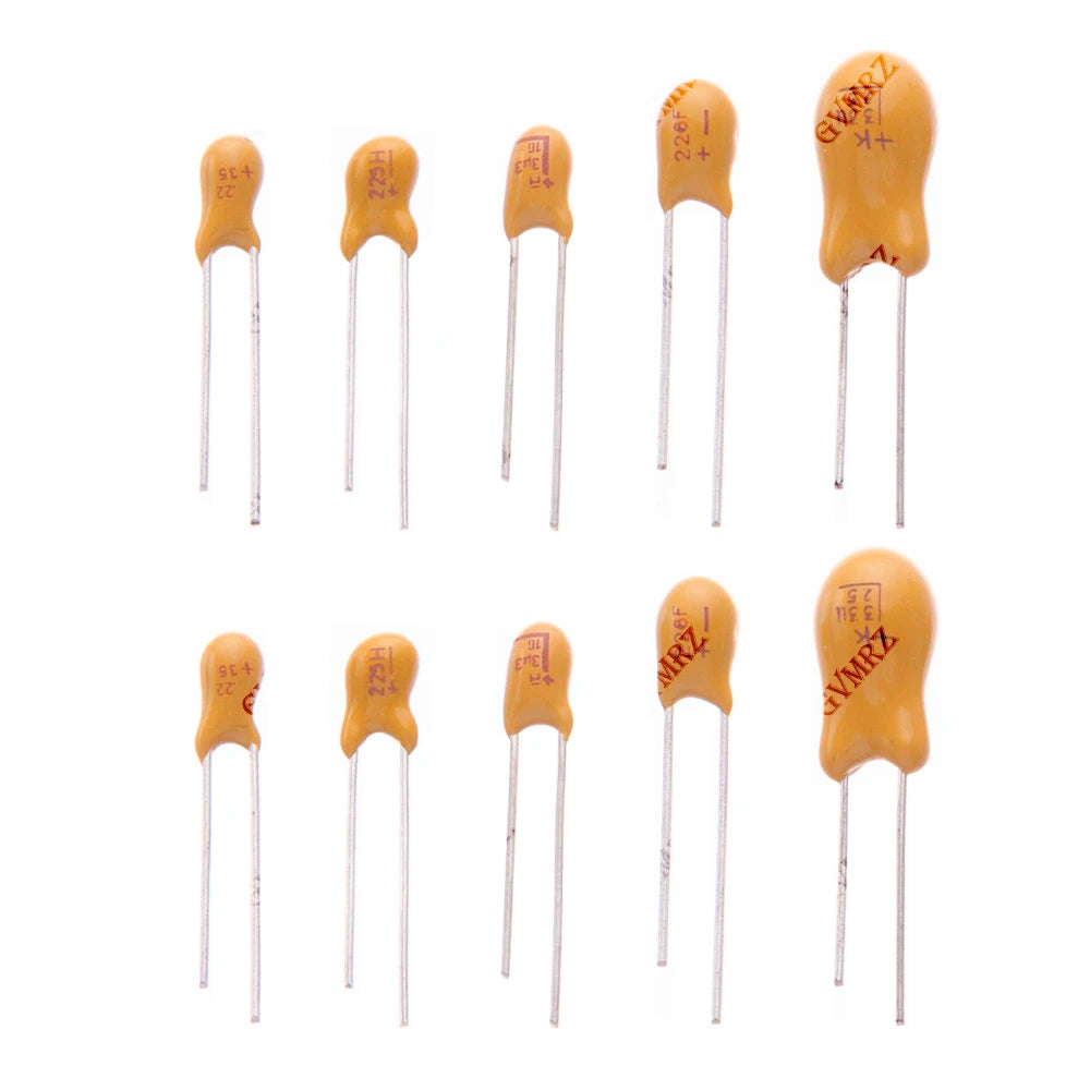 5PCS 16V 20V 25V 35V 50V Tantalum Capacitor 0.1UF 0.22UF 0.33UF 0.47UF 100UF 220UF 1UF 2.2UF 4.7UF 10UF 15UF DIP