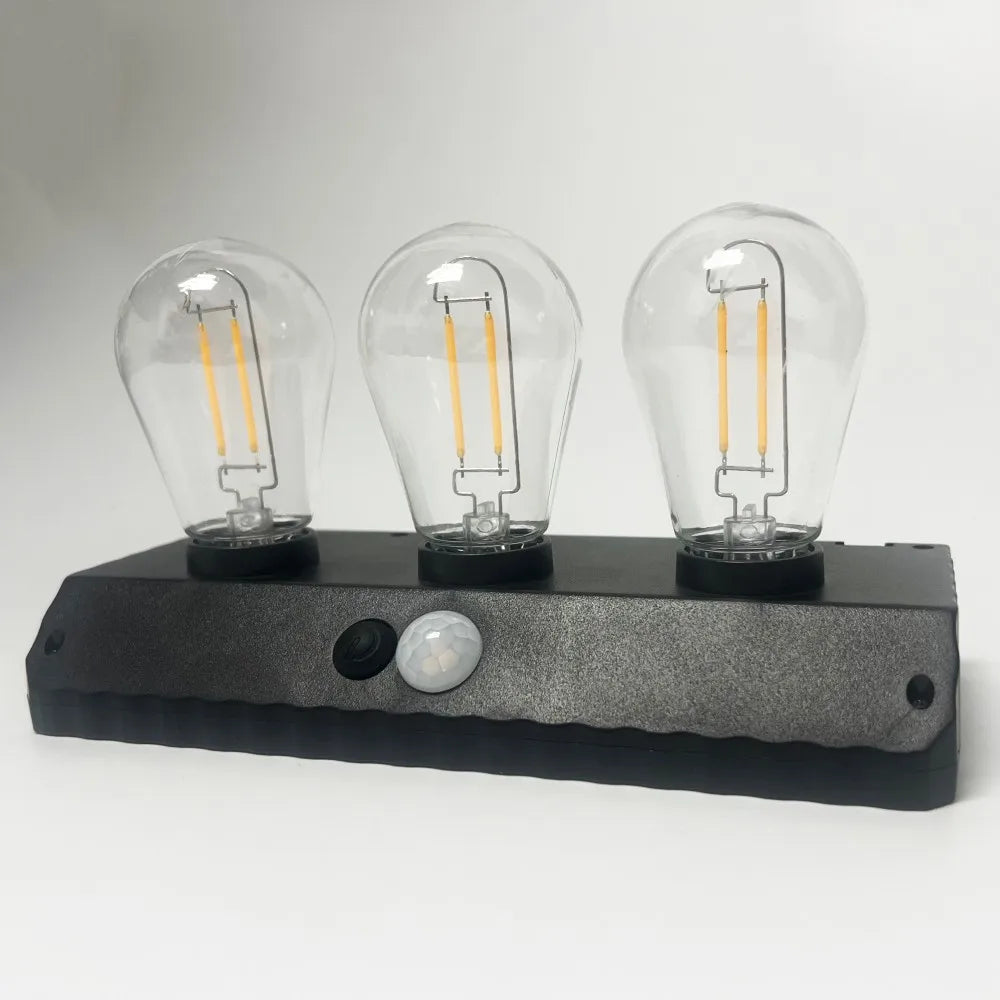 Solar Wall Lights Outdoor with 3 Lighting Modes & Motion Sensor, Solar Porch Light with 2 Bulbs, Waterproof Solar Wall Sconce