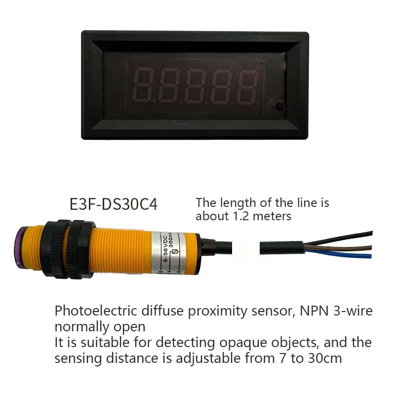 Digital Frequency Counter Tachometer Module, High Precision RPM Speed Meter, Encoder Sensor Input, RS485 Modbus