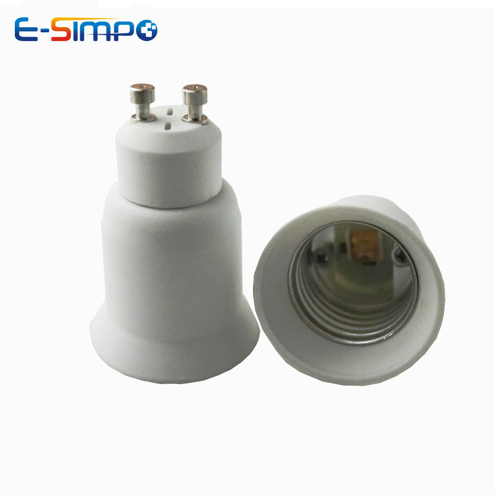 2pcs Gu10 To E27 E26 Led Lamp Base Adapter CE Rohs PBT 2Prong Halogen CFL LED Spotlight To Screw Light Socket Converter Extender