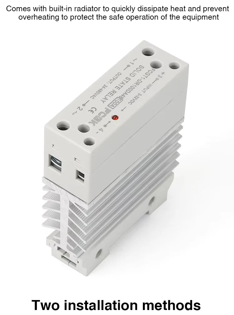 10A 25A 40A 60A 80A 100A Single Phase Slim SSR Solid State Relay With Heat Sink Industrial Relay DIN Rail Mount
