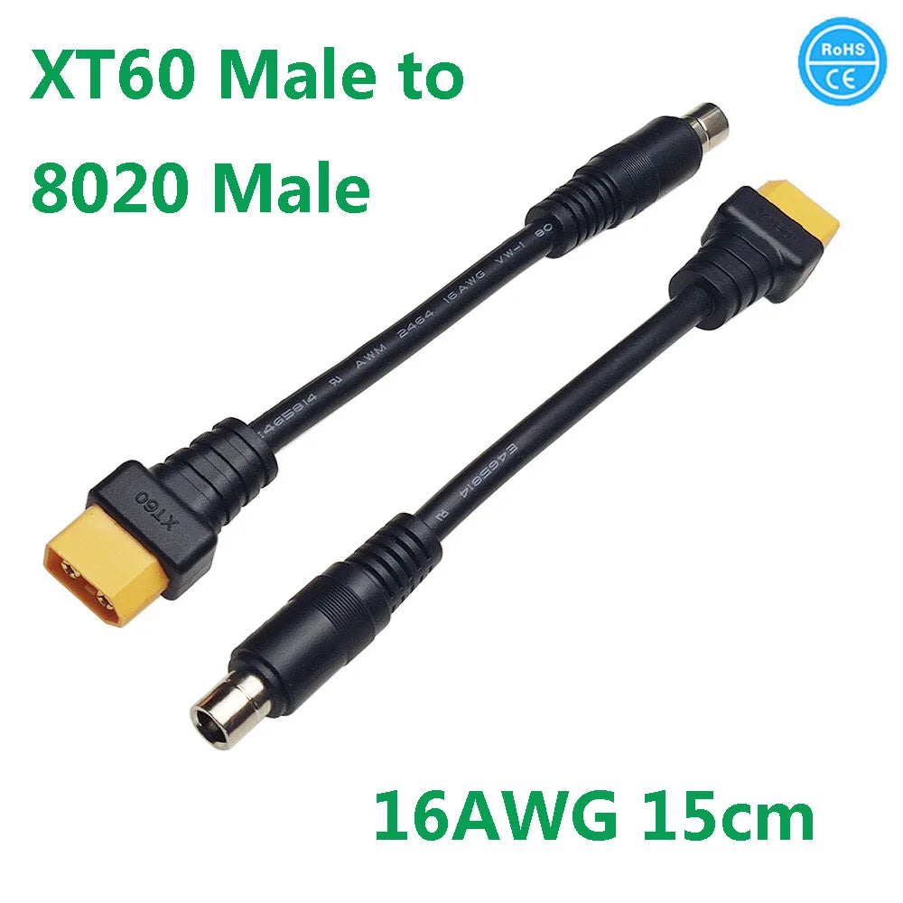 1pc Solar Generator XT60 Male to DC 8020 8.0mm X 2.0mm Male Power Adapter Cable Connectors for Portable Power Station