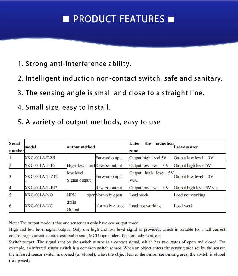XKC-001A-T Active Infrared Induction Proximity Sensors for Home Security/Sanitary Fittings/Intelligent Detection/Obstacle Recogn