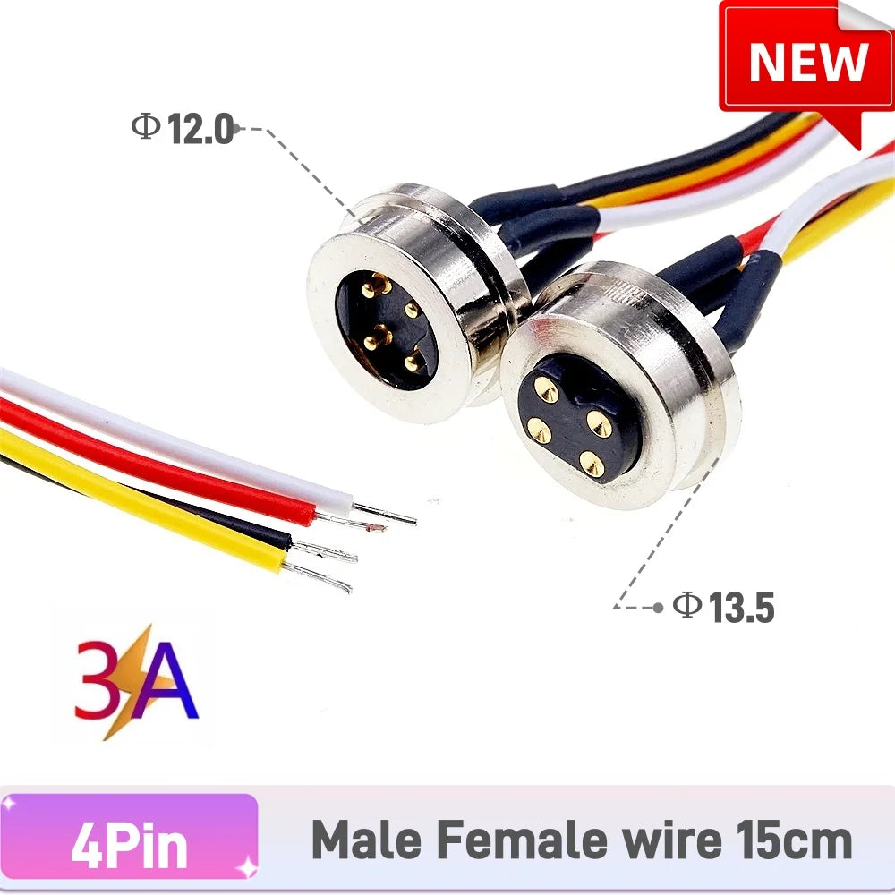 Magnetic Circular PogoPin Connector 2A Male Female Metal Spring Loaded 1/2/3/4/5/6 Pin DC Power Charger Wire JST SM Gold Plated