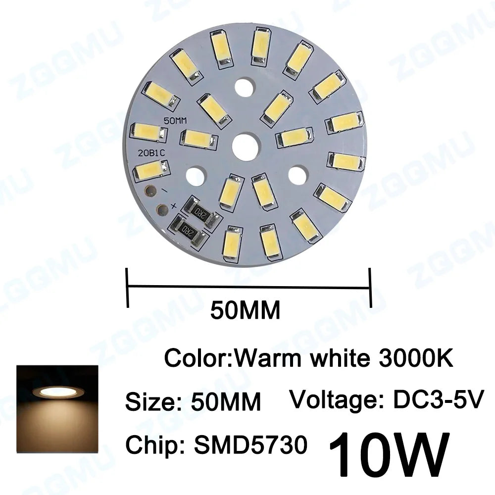 10PCS DC5V Round LED Lamp Panel 3W 5W 10W SMD5730 SMD2835 Warm White Highlight Round Round Aluminum LED Lamp Panel