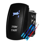 12V 24V Boat Trim Tabs Switch (ON)-OFF-(ON) Momentary Rocker Switch Waterproof Blue Light ON-OFF Toggle Switch With Harness