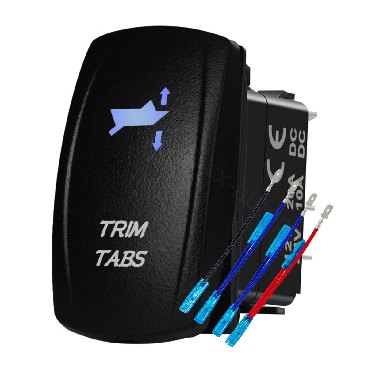 12V 24V Boat Trim Tabs Switch (ON)-OFF-(ON) Momentary Rocker Switch Waterproof Blue Light ON-OFF Toggle Switch With Harness