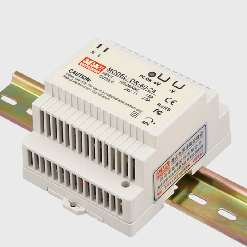 DR-60W Output 5V 12V 15V24V DIN Rail Switching Power Supply 24V DC 220V to 12V Transformer 5V Module Power Supply Box