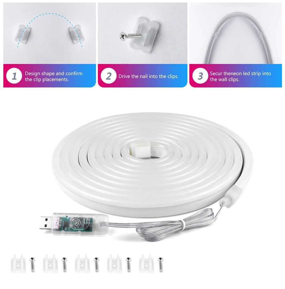 Smart Bluetooth Colorful RGB LED Strip Neon Light 1M 2M 3M 5M With 5V USB Remoter LED Dimmer Night Room Table Cabient Lamp Decor
