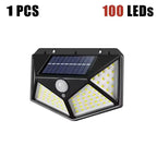1-4PCS Solar LED Wall Light,100 LED Outdoor Motion Sensor Lights Waterproof Solar Wall Lamp for Garden Fence Yard Pathway Stairs