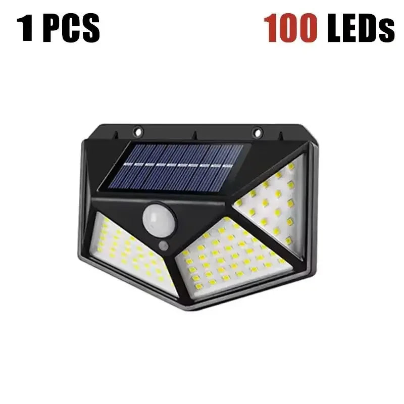 1-4PCS Solar LED Wall Light,100 LED Outdoor Motion Sensor Lights Waterproof Solar Wall Lamp for Garden Fence Yard Pathway Stairs