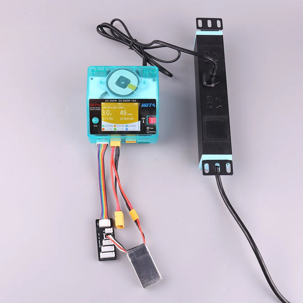HOTA D6 Pro AC 200W DC 650W 15A*2 Dual Channel Lipo Charger Support Power Distribution 1-6S Battery Charger for RC Models Parts