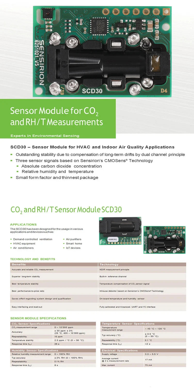 SCD30 CARBON dioxide gas sensor CO2 sensor module