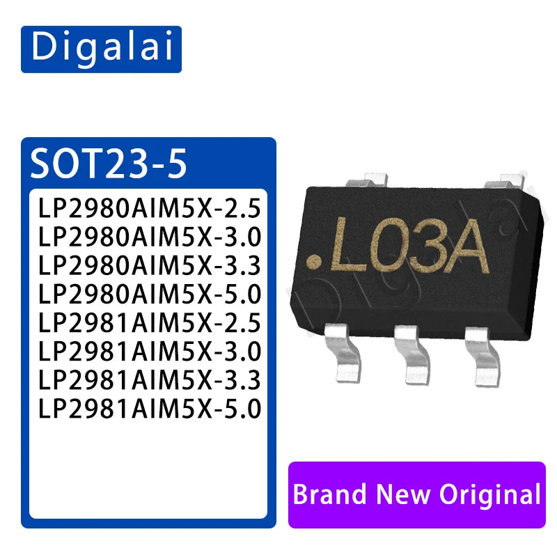 100%New origina 5PCS LP2981AIM5X-5.0 LP2980 LP2985 LP2992 3.3 3.0 2.5 SOT23 LDO linear regulator chip
