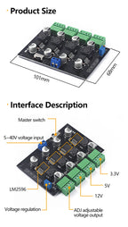 LM2596 Multi Channel Switching Power Supply 3.3V/5V/12V/ADJ Adjustable Voltage Output Power Supply Module