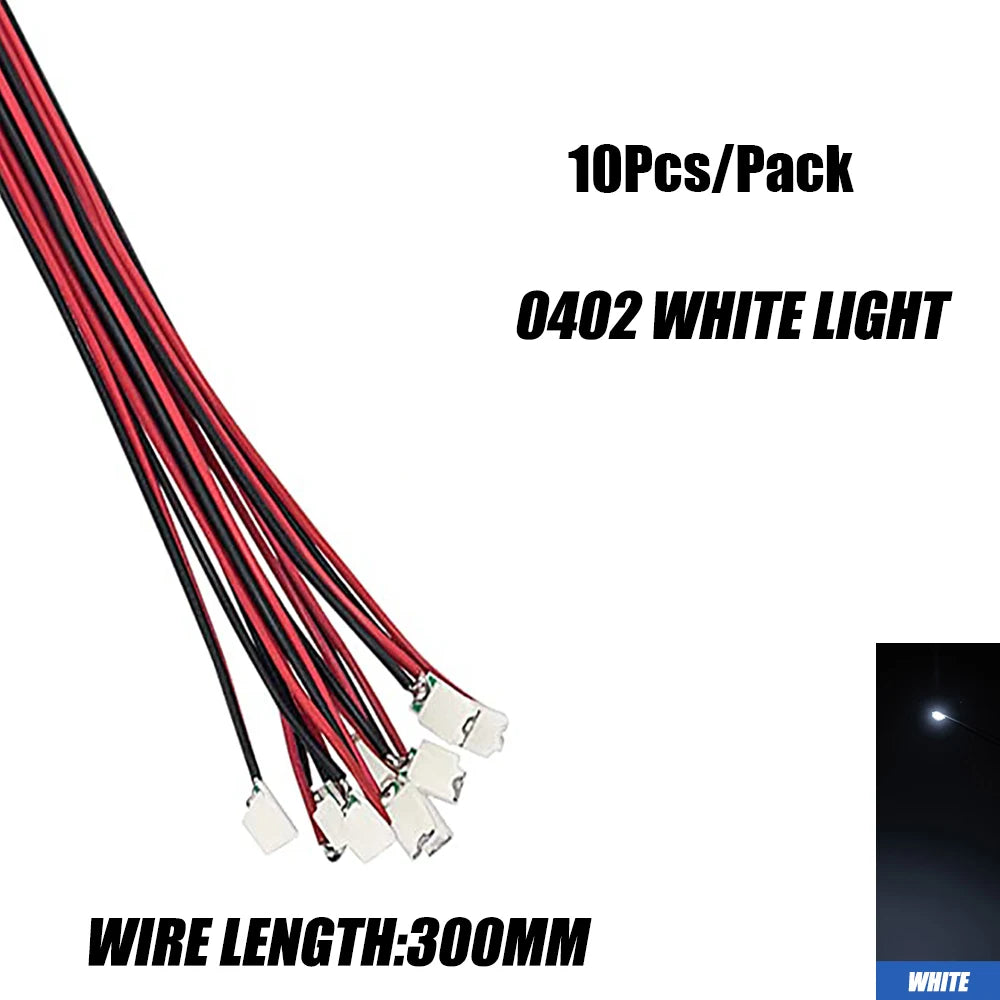 10Pcs 0402 0603 Led SMD Wire For Model Train HO N OO Scale Red Black Line Pre-soldered Micro Litz Diorama Railway 30cm 3V