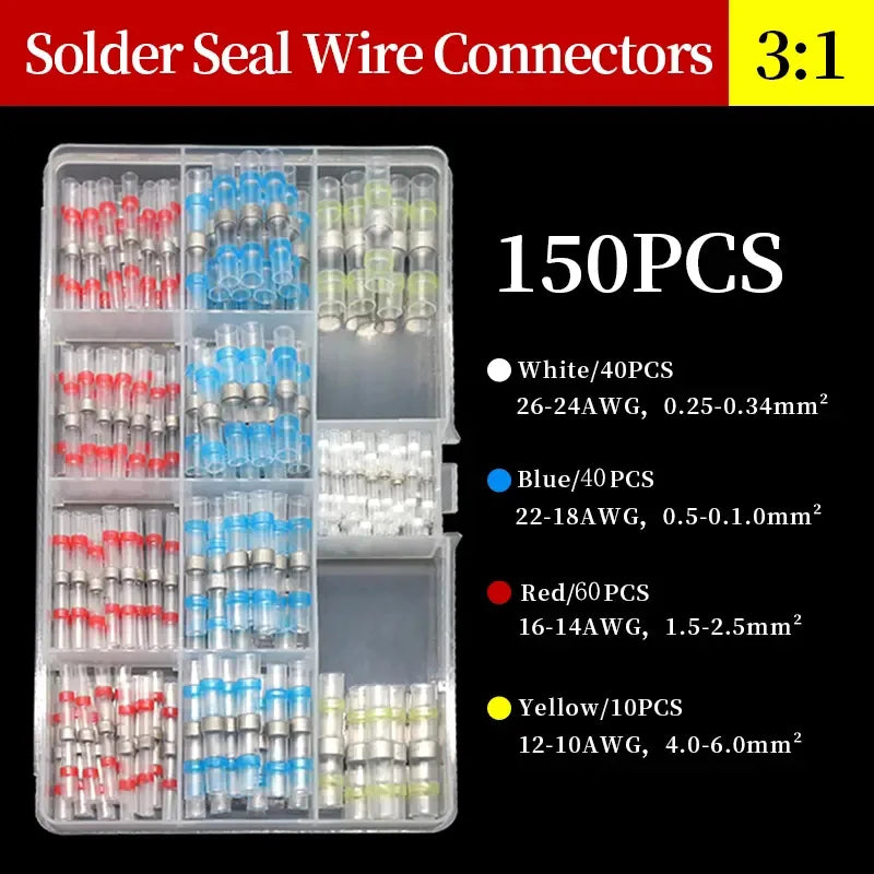 50/100/300/500 Pcs Heat Shrink Wire Connector Solder Seal Splice Tube SST 3:1 Waterproof Butt Crimp Terminals