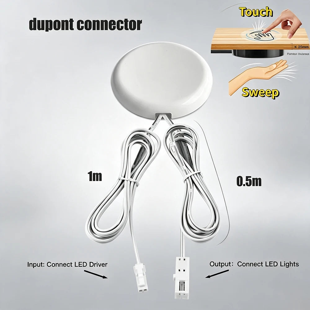 Sweep Dimmer Sensor Penetrating Switch 12V Wood Panel Touch Switch LED Dimmable Touch Sensing Hidden for Wood Furniture Lighting