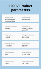 TOMZN 2 Sets of PV Solar Connectors 1000V 1500V 32A 45A Panel Branch PV Photovoltaic Wire/Board Terminal Box Inverter IP67 10LOT